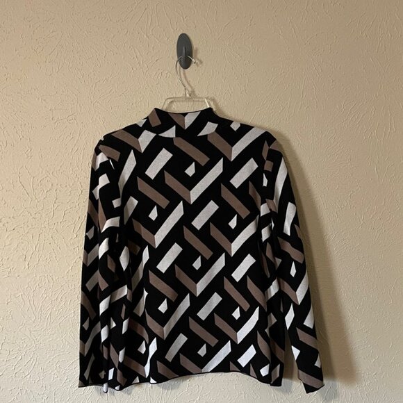 Investments Petite Black, Tan & White knit sweater, Size PL - Picture 3 of 4
